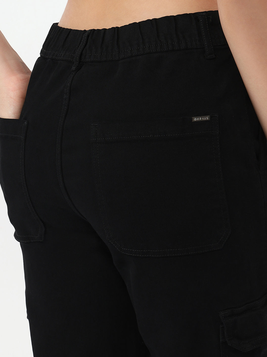 Women Black Mid-Rise Skinny Cargo