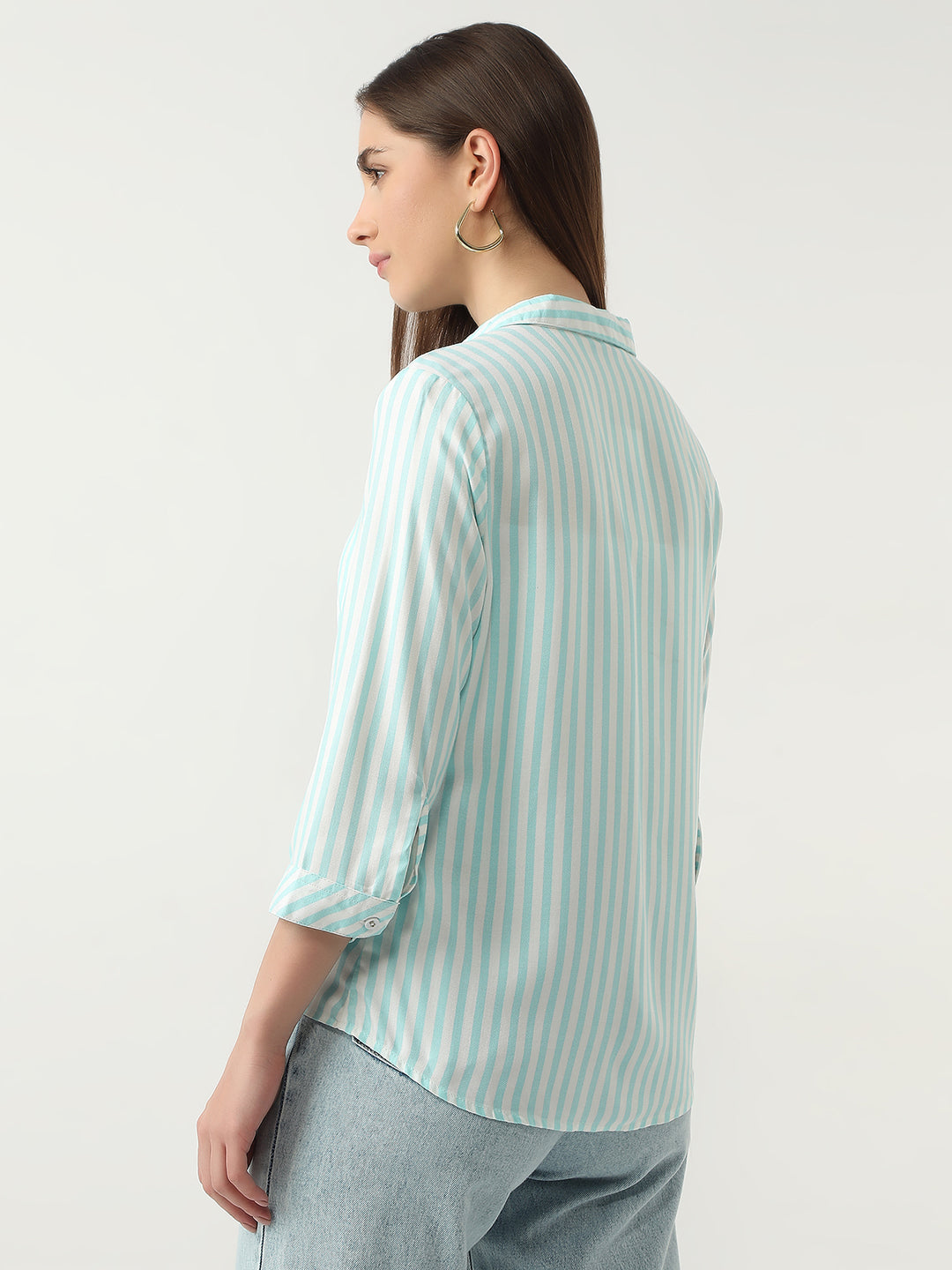 Women White/Marine Stripe Shirt