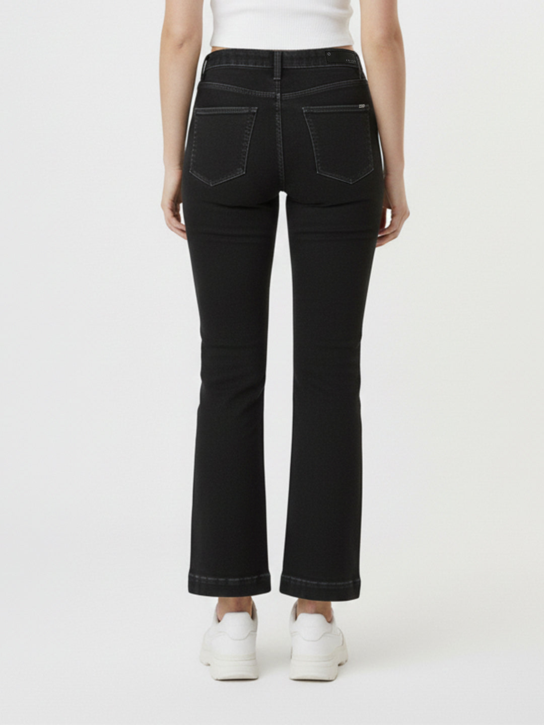 Women Charcoal Black High-Rise Mini Flare Jeans