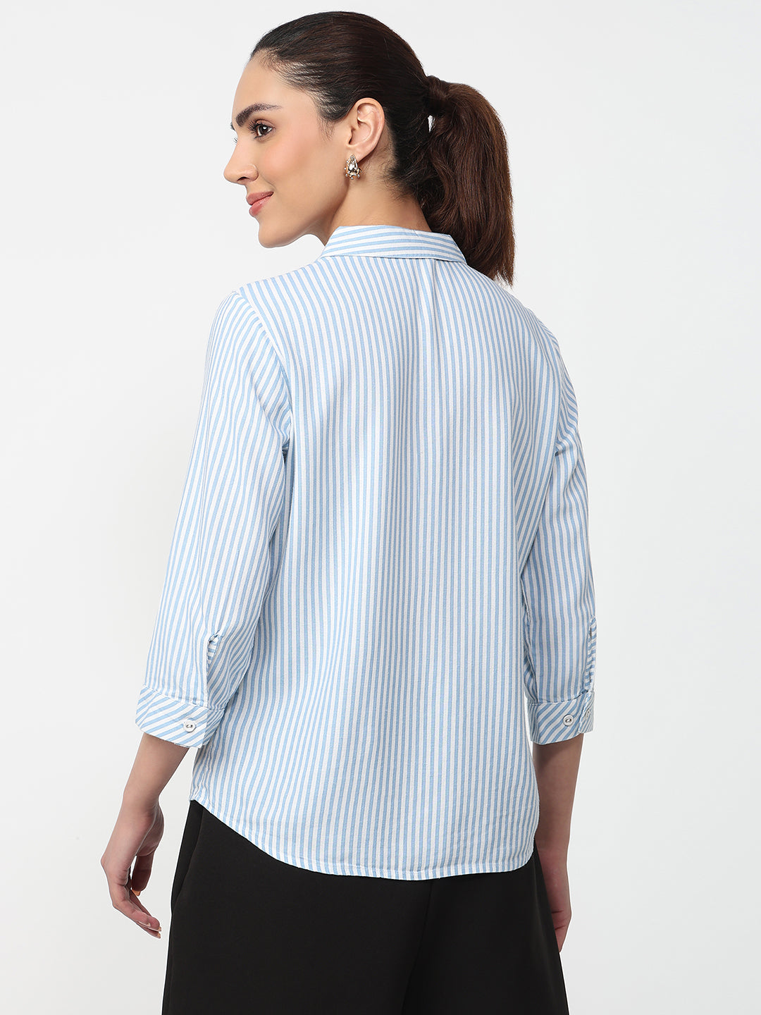 Women Sky/White Striped Shirt