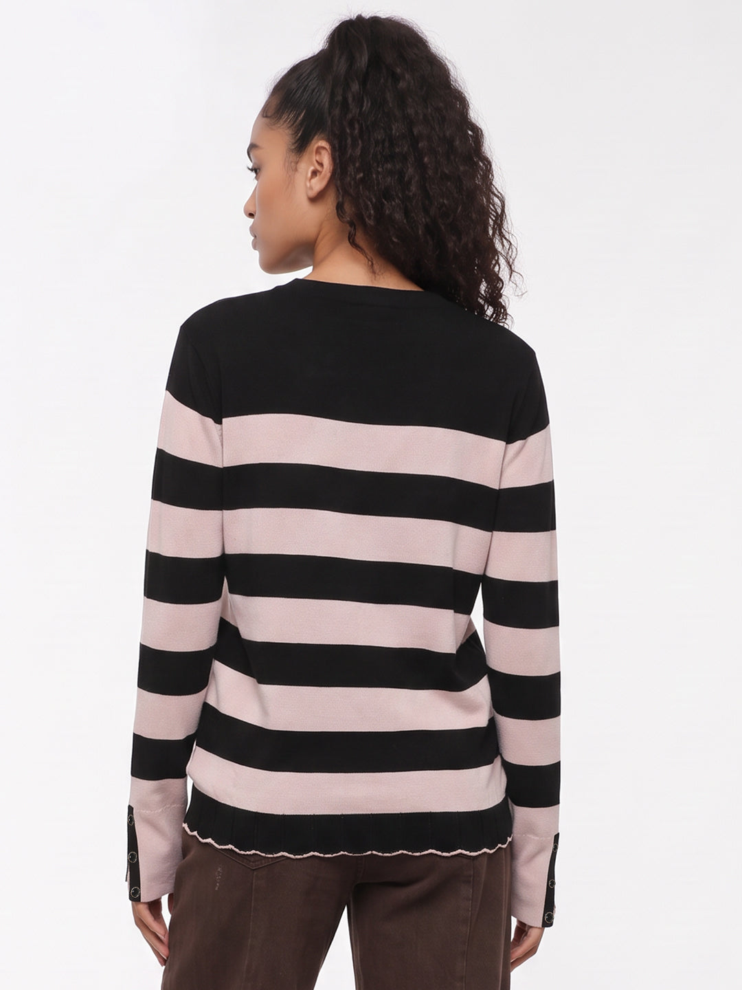 Black/Beige Flat Knit