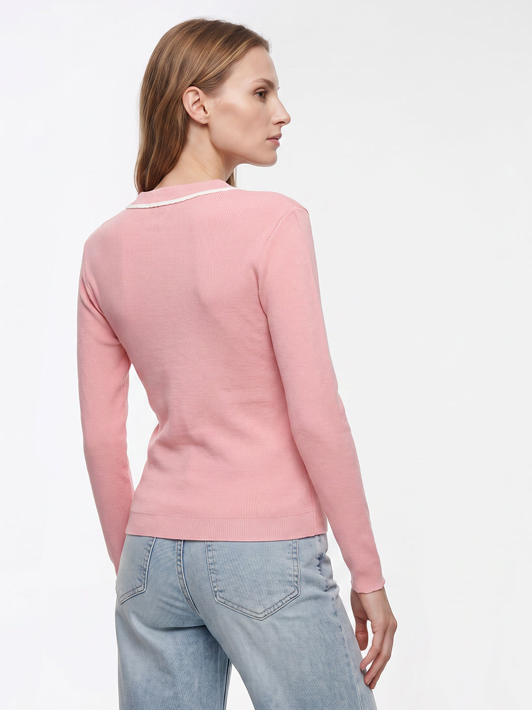 Women Peach Pink Flat Knit