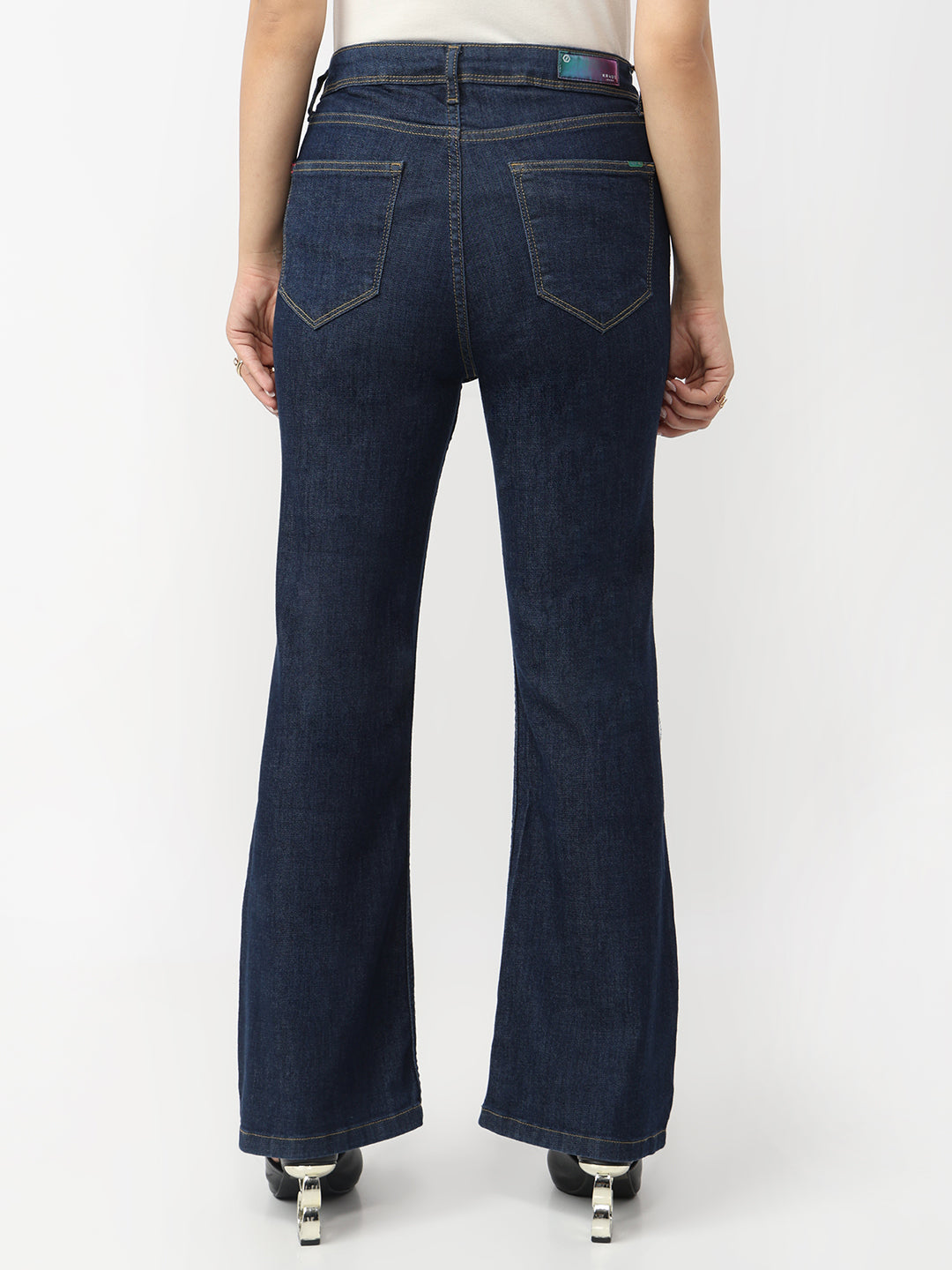 Dark Blue High-Rise Flare Jeans