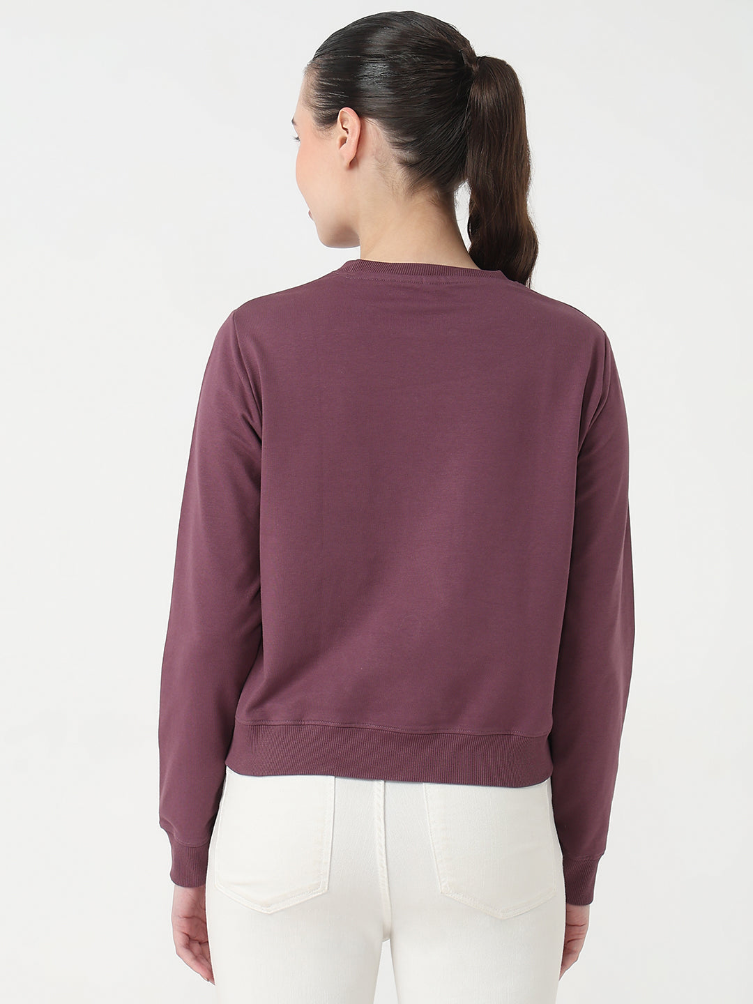 Women Mauve Slim Fit Sweatshirt