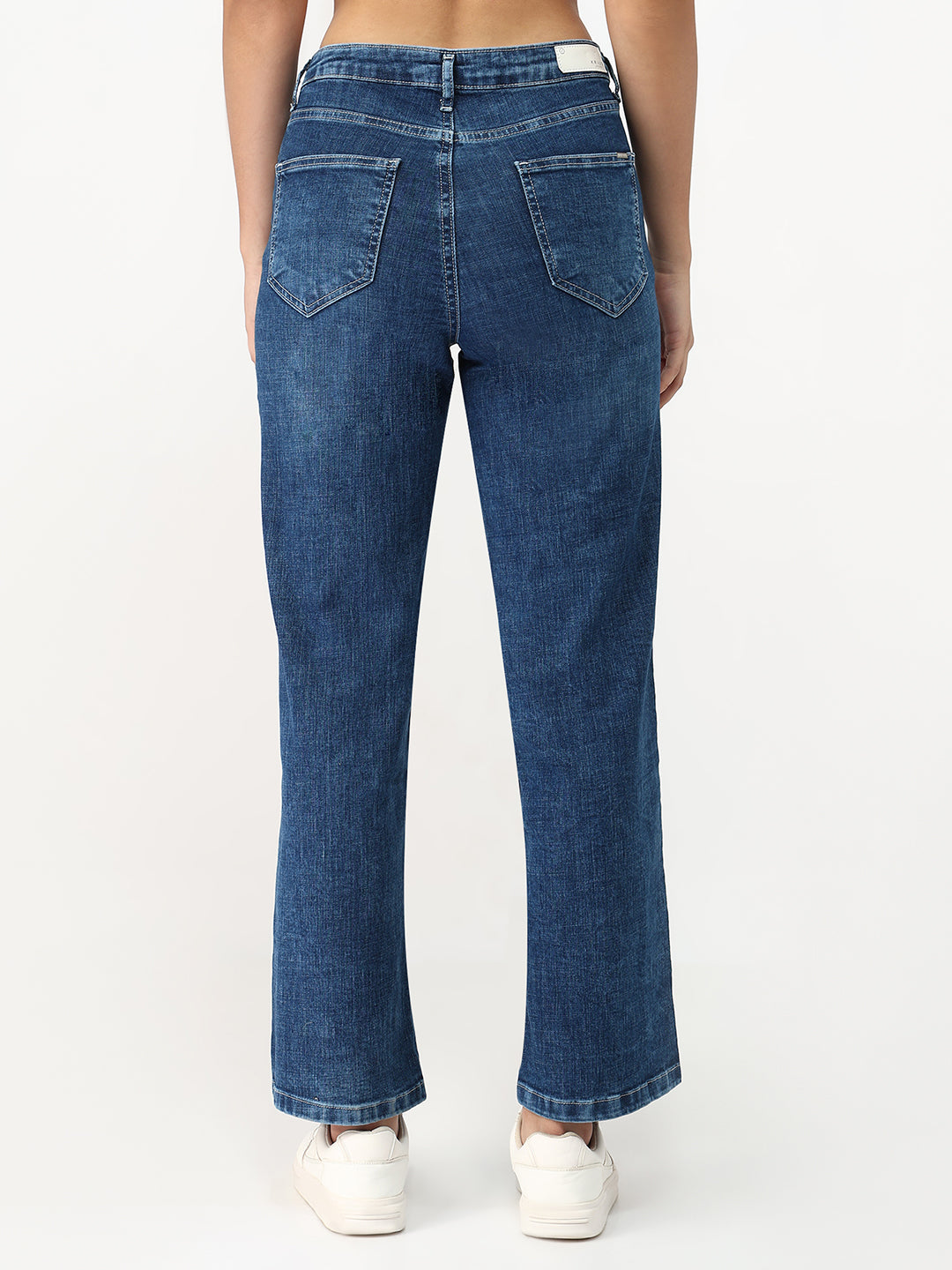 Women Light Blue High-Rise Wide Leg Jeans