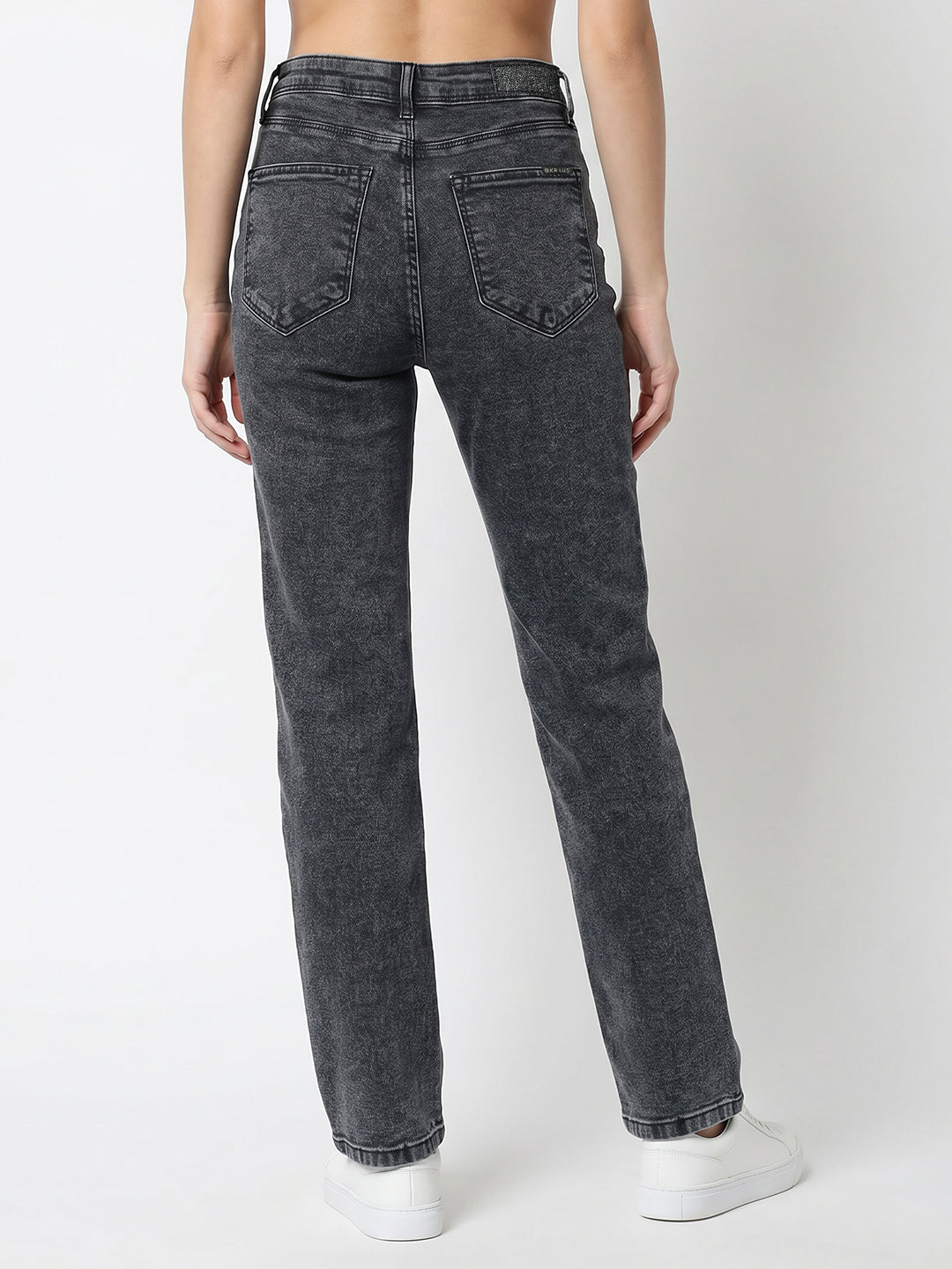 Women Slate Blue High-Rise Crop Flare Jeans
