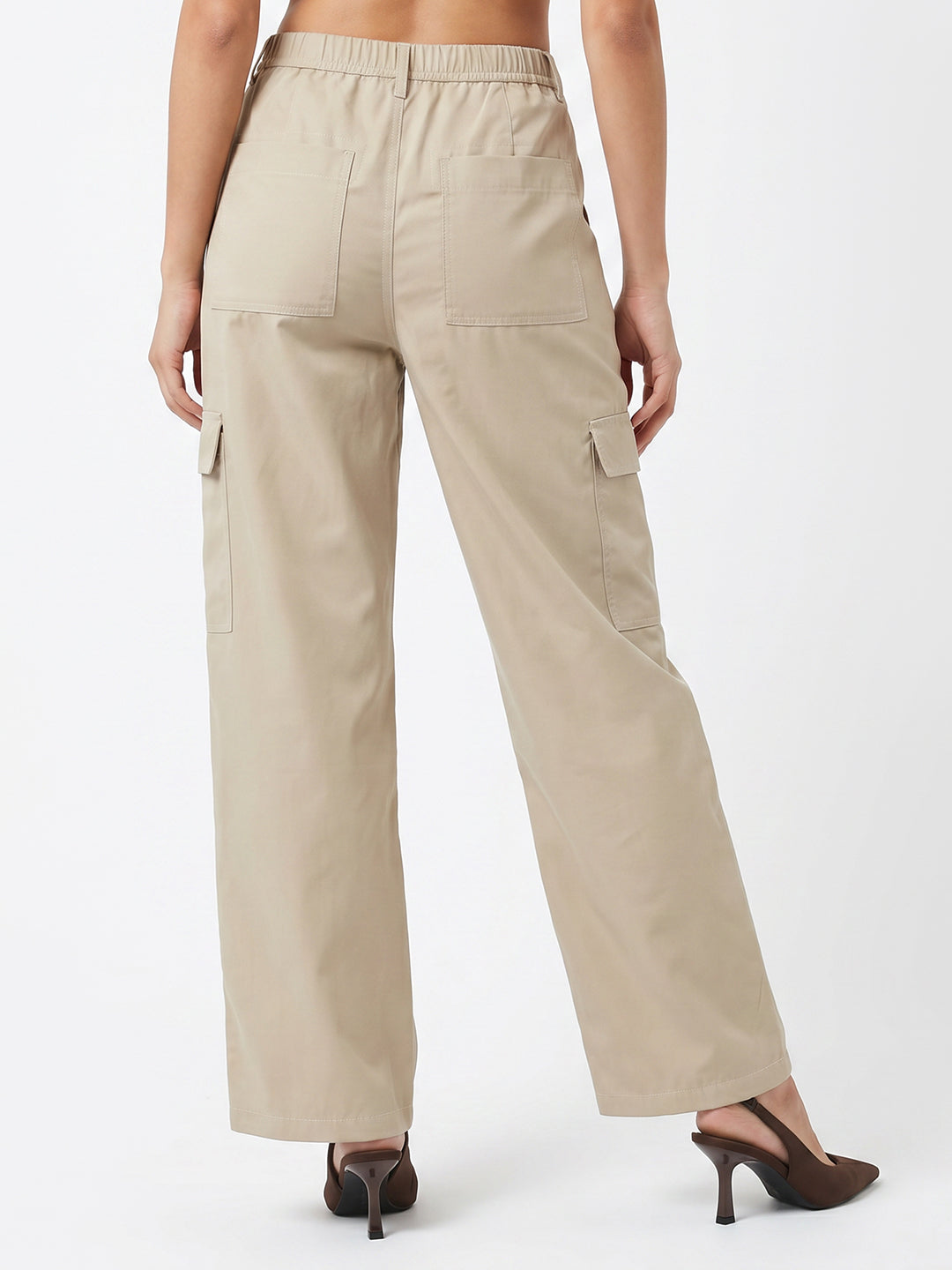 Women Beige Mid-Rise Cargo