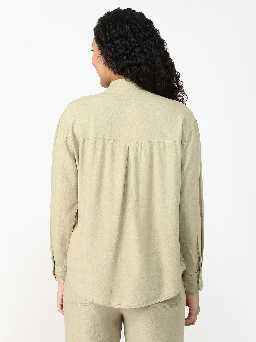 Women Light Olive Oversized Shirt