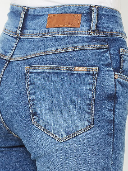 Women Blue Mid-Rise Bootcut Mini Flare Jeans