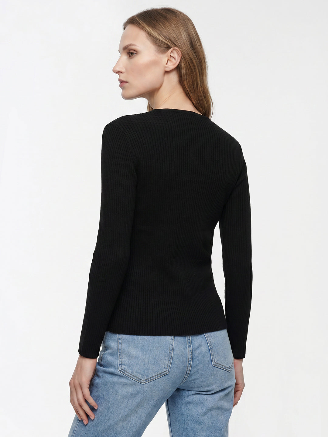 Women Black Flat Knit