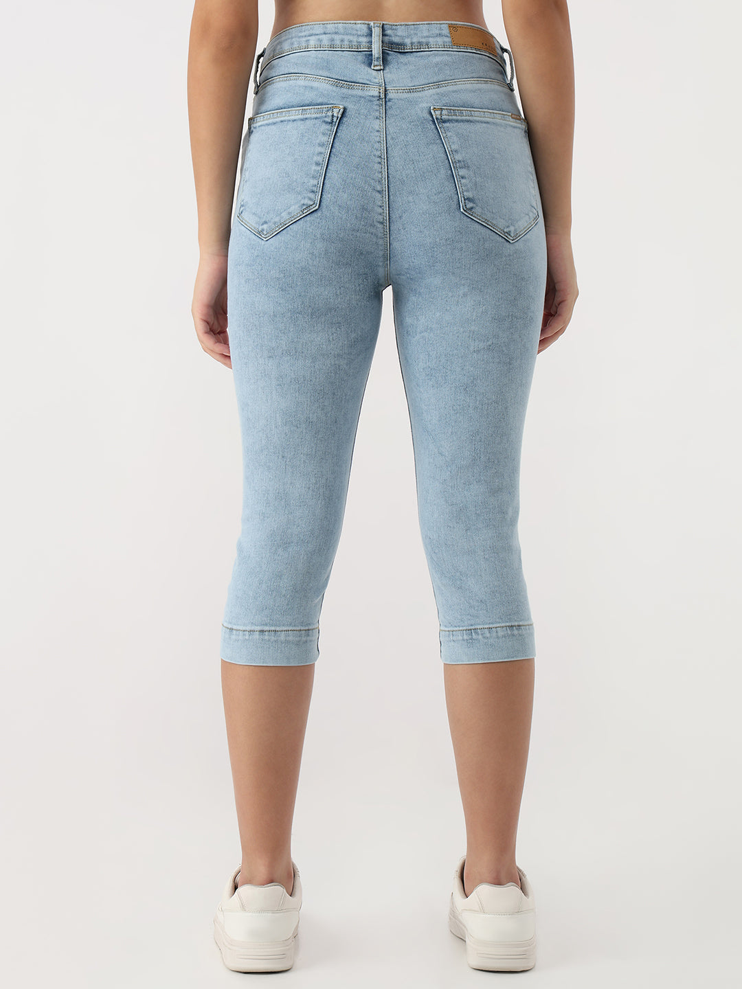 Women Blue High-Rise Capri