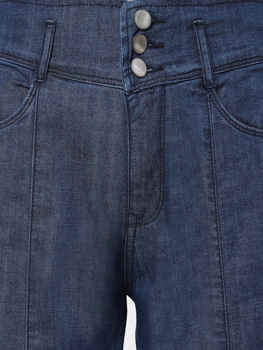Women Blue High-Rise Wide Leg Jeans
