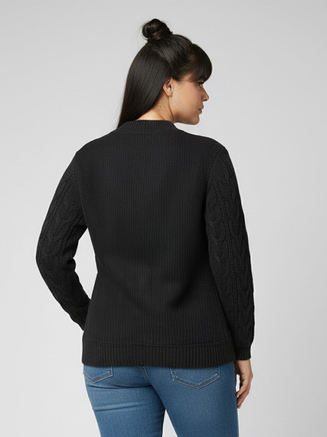Women Black Slim Fit Sweater