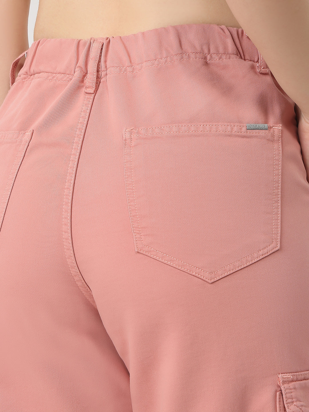 Women Blush Pink Mid-Rise Cargo