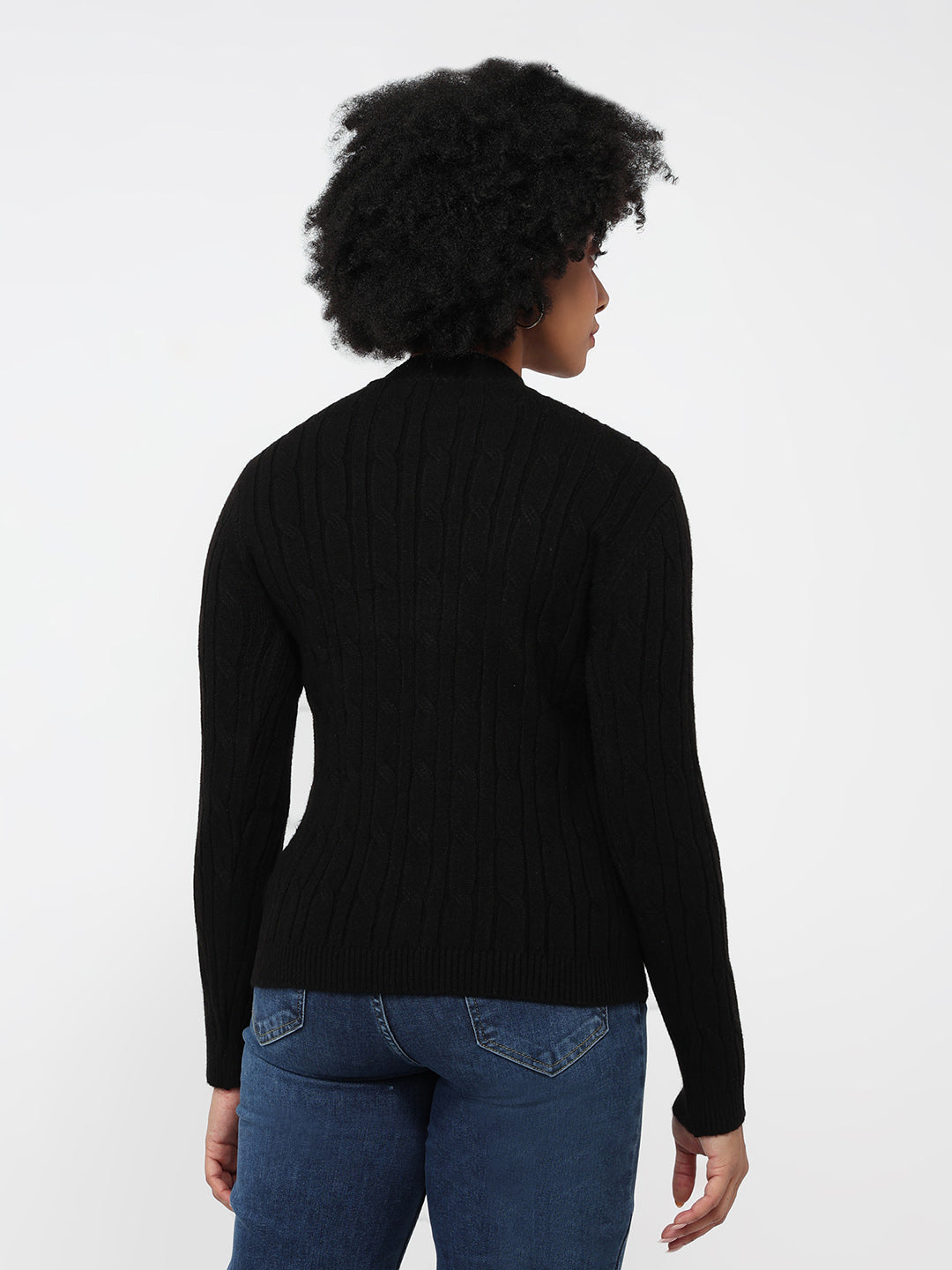 Women Black Slim Fit Sweater