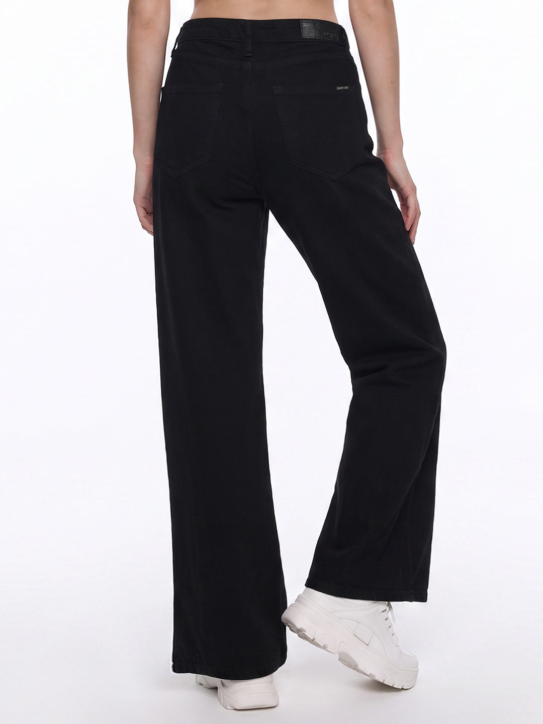 Black High-Rise Super Wide Leg Jeans