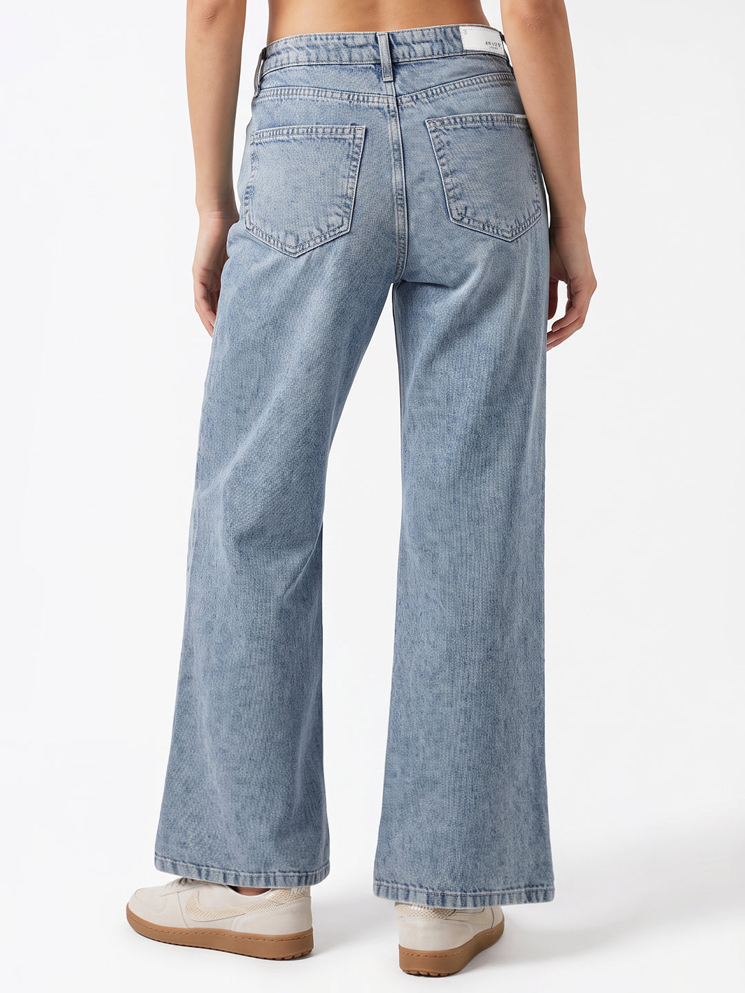 Women Light Blue High-Rise Super Wide Leg Jeans