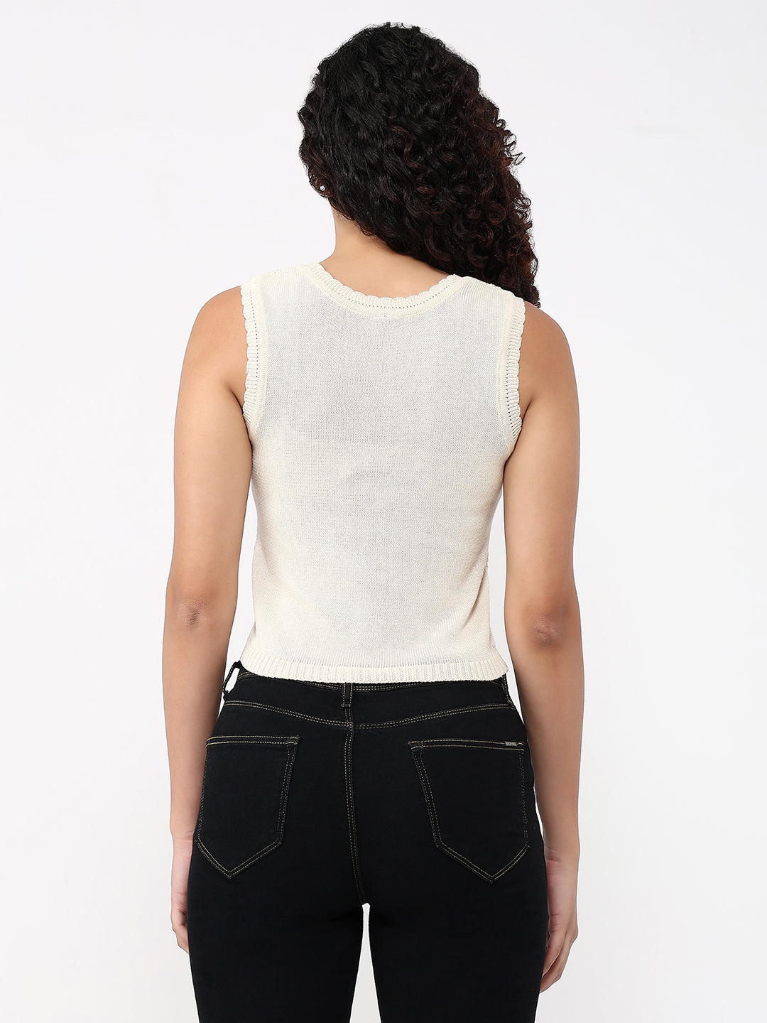 Women Ivory Slim Fit Tank Top