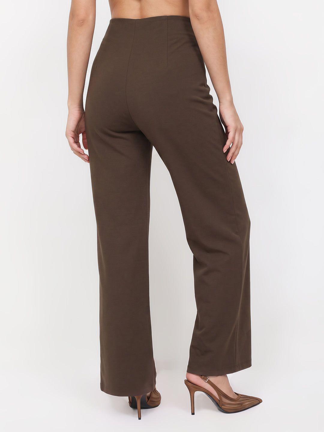 Women Brown Wide Leg Treggings