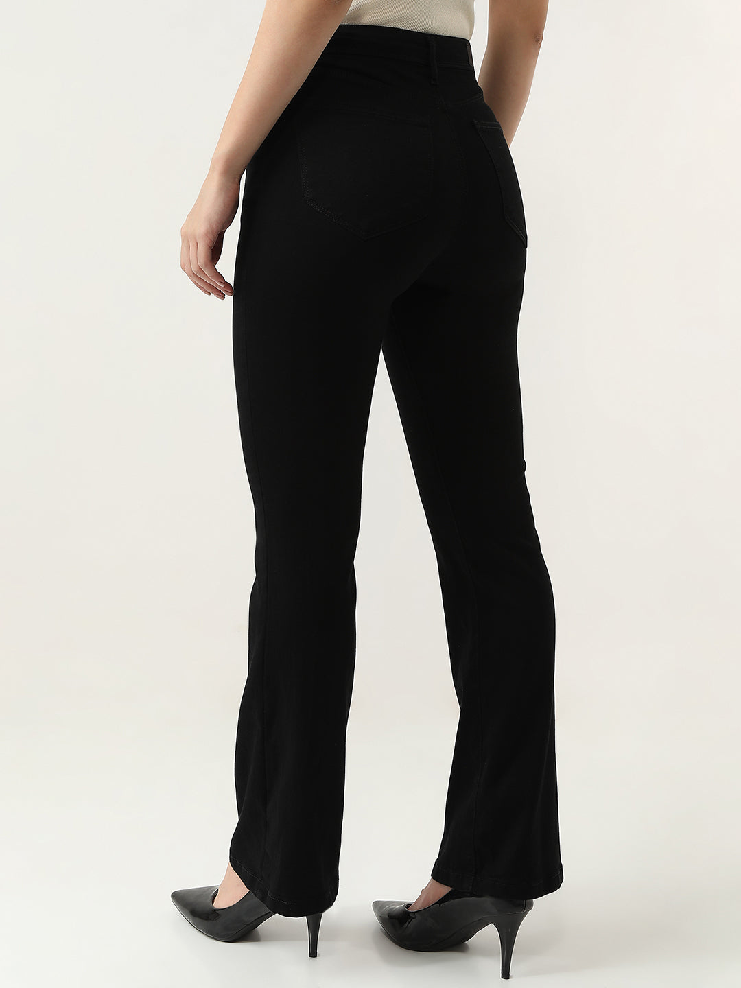 Women Black High-Rise Mini Flare Jeans