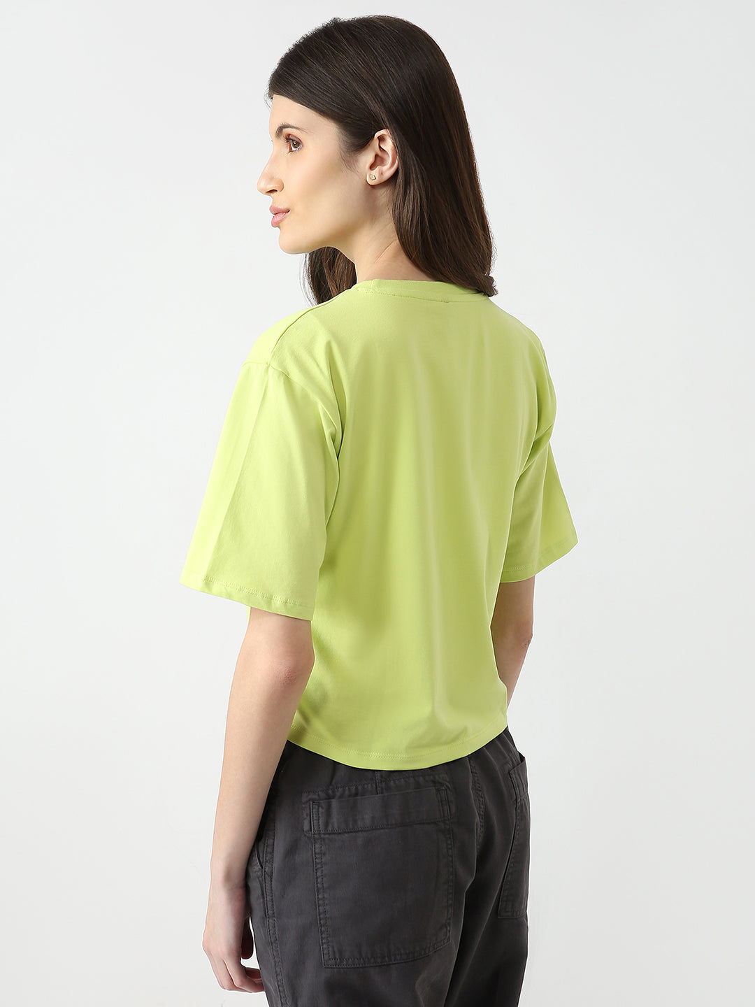 Women Graphic Crop Slim Fit Tees
