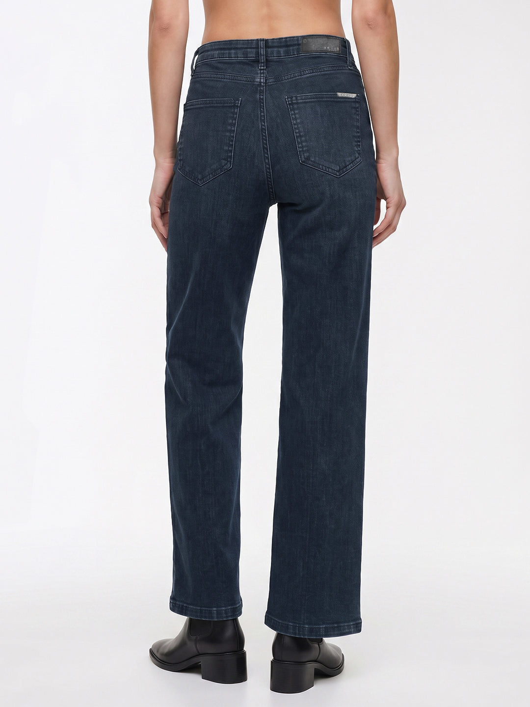 Women Slate Blue High-Rise Straight Fit Jeans