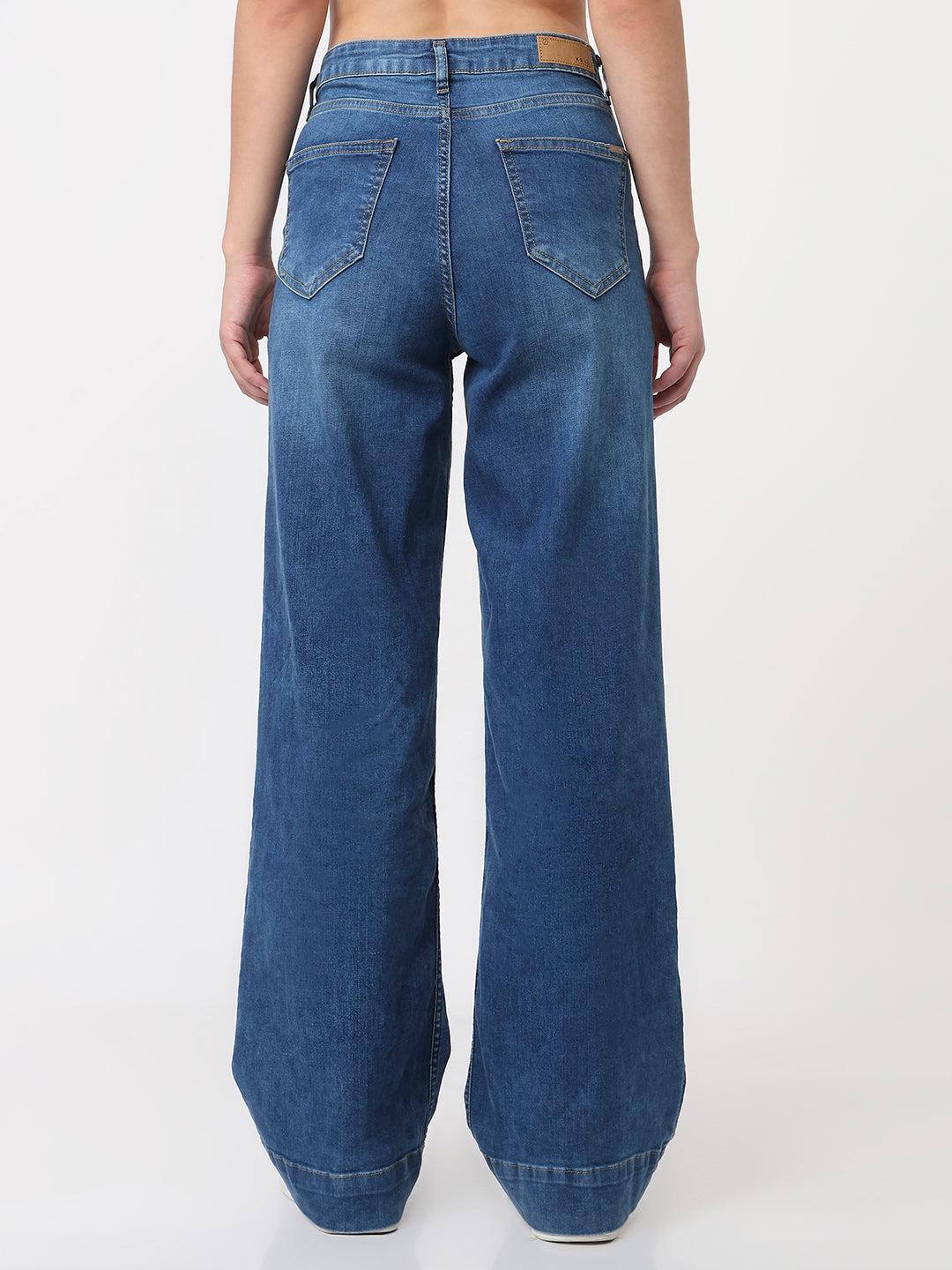 Women Blue High-Rise Wide Leg Jeans