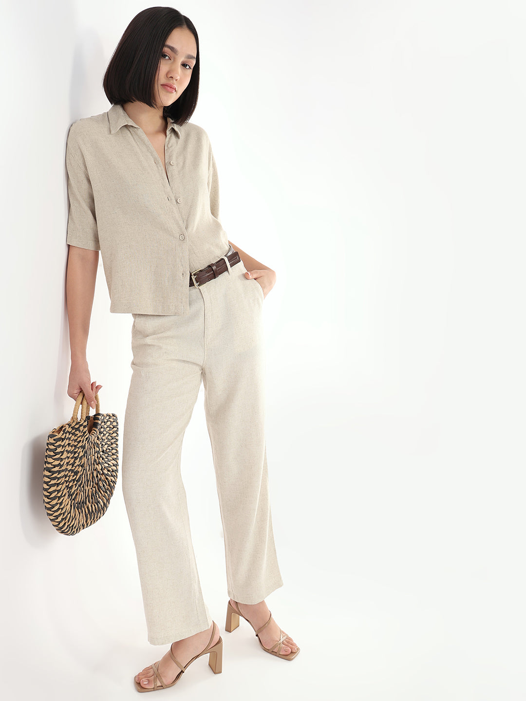 Women Dark Natural Crop Shirt