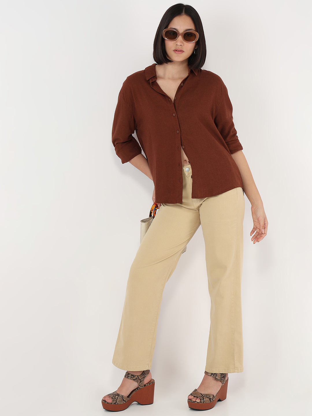 Women Sepia Oversize Shirt