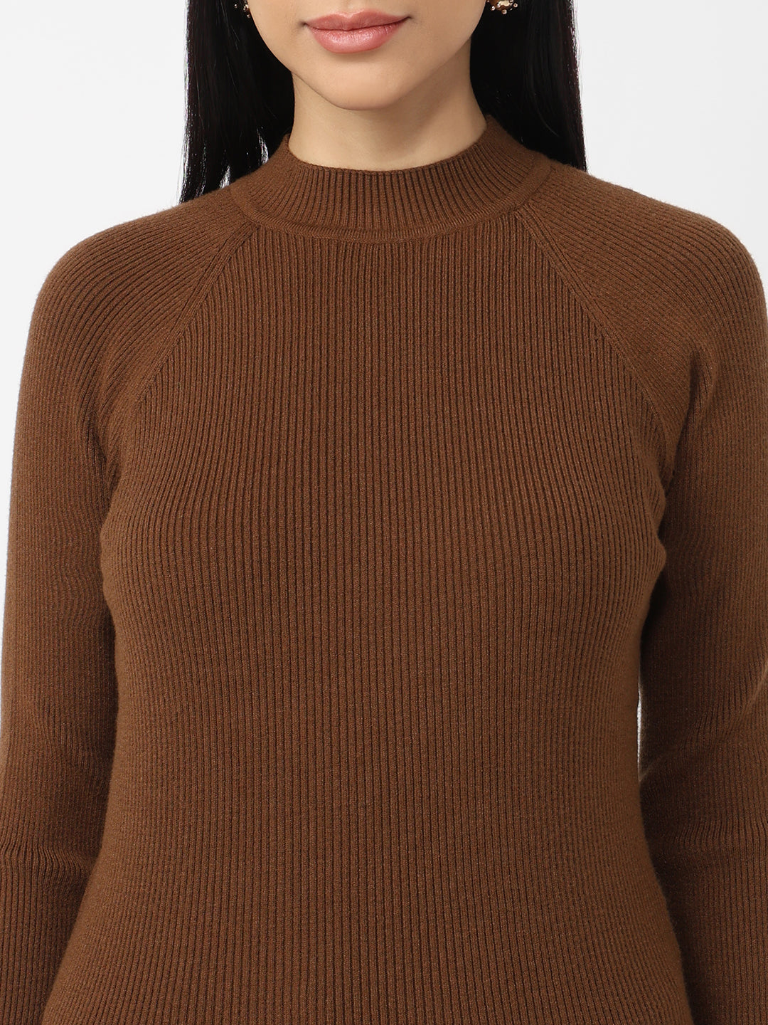 Women Sepia Slim Fit Sweater