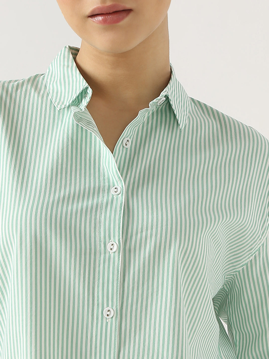 Women Mint/White Oversize Shirt