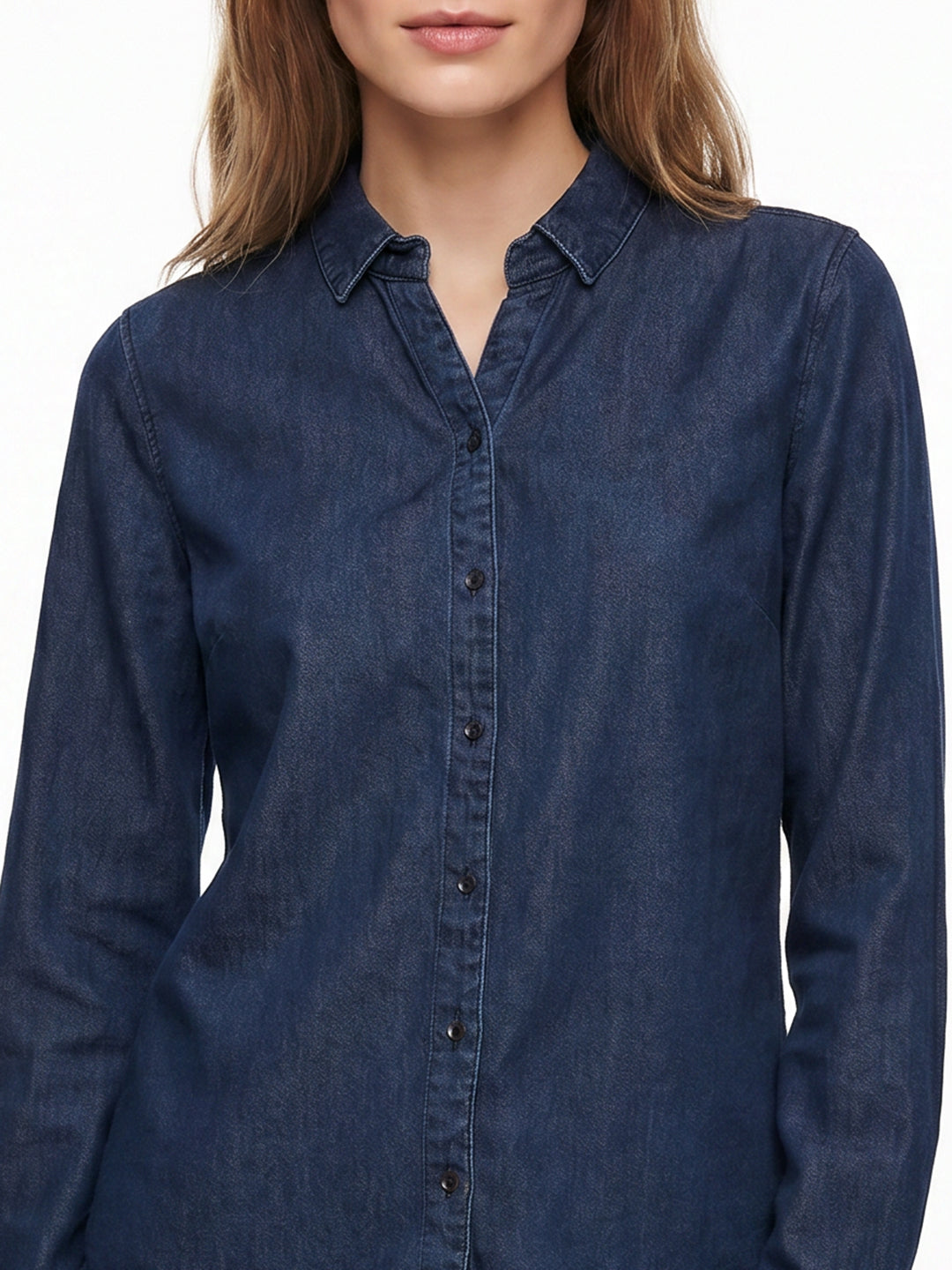 Women Dark Blue Denim Shirt
