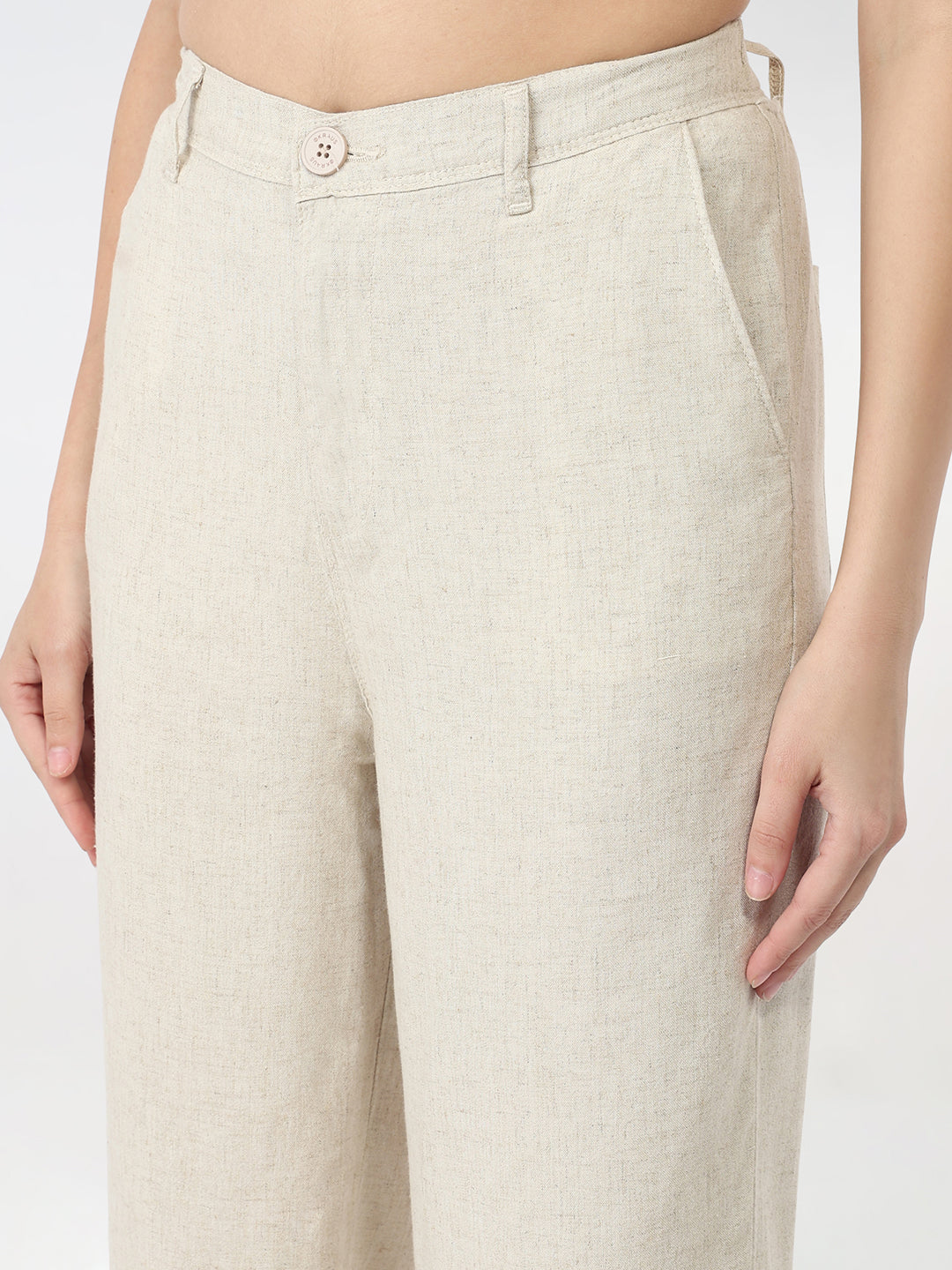 Women Light Natural High-Rise Loose Straight Pant