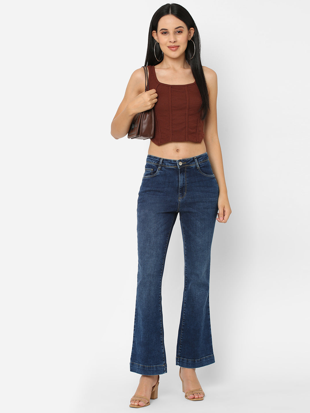 Women Blue High-Rise Flare Jeans