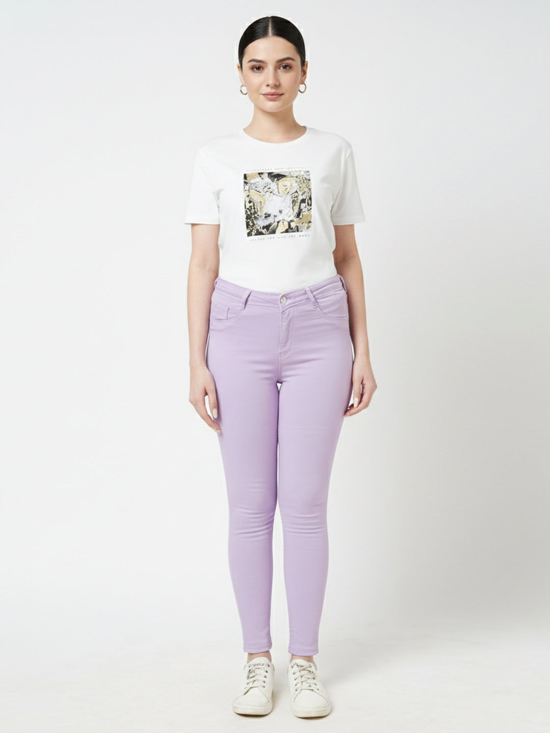 Women Lilac High-Rise Skinny Jeans