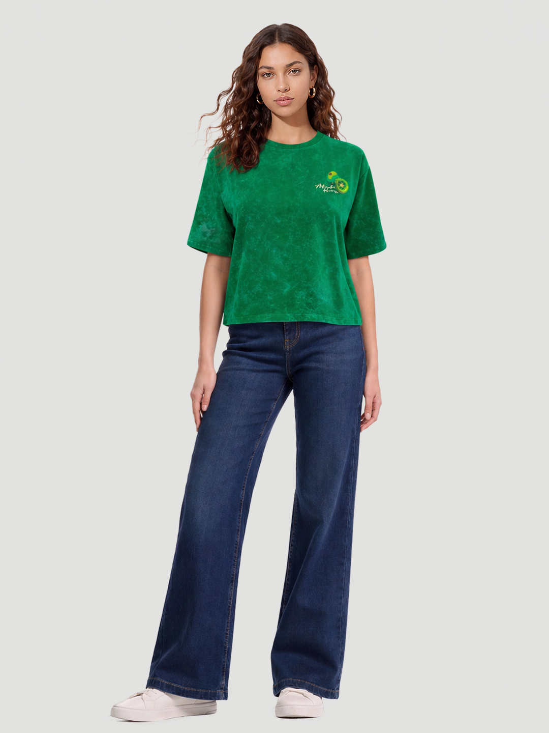 Women Matcha Green Crop Tees