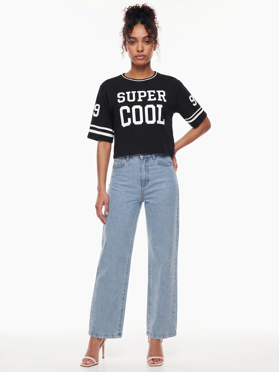 Black Graphic Crop Genz Tees