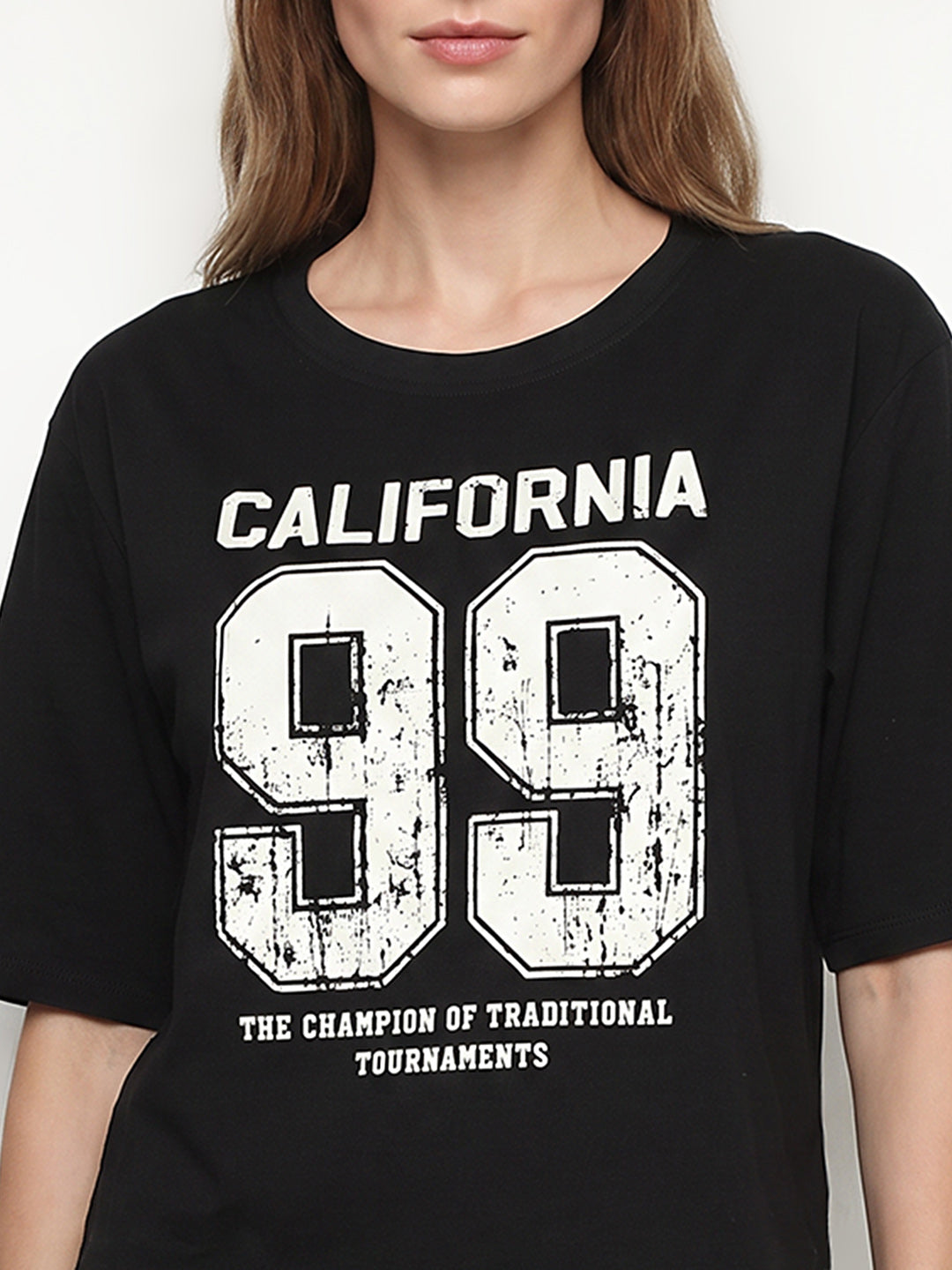 Women Black Graphic Genz Tees