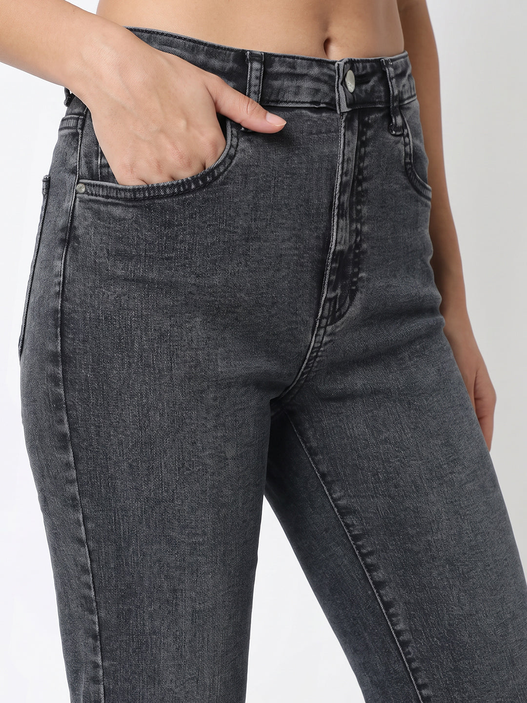 Women Dark Blue High-Rise Slim Straight Fit Jeans
