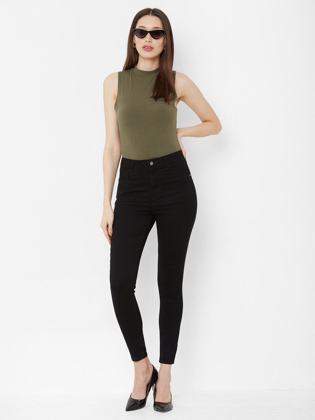 Women Black High-Rise Super Skinny Jeans