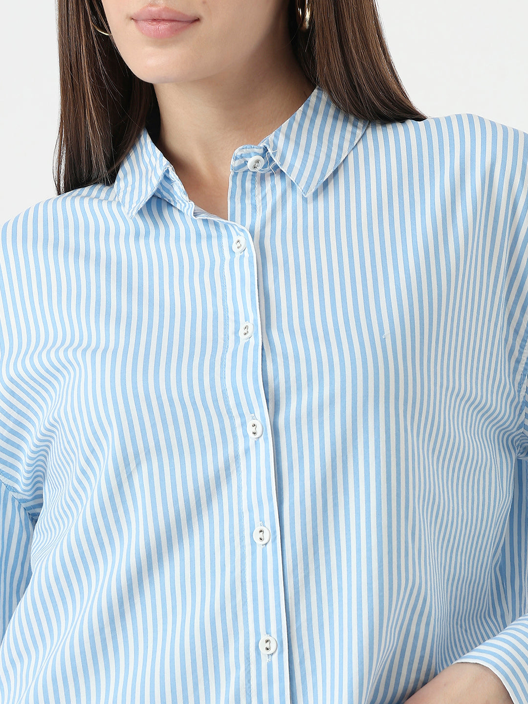 Women Sky/White Oversized Shirt