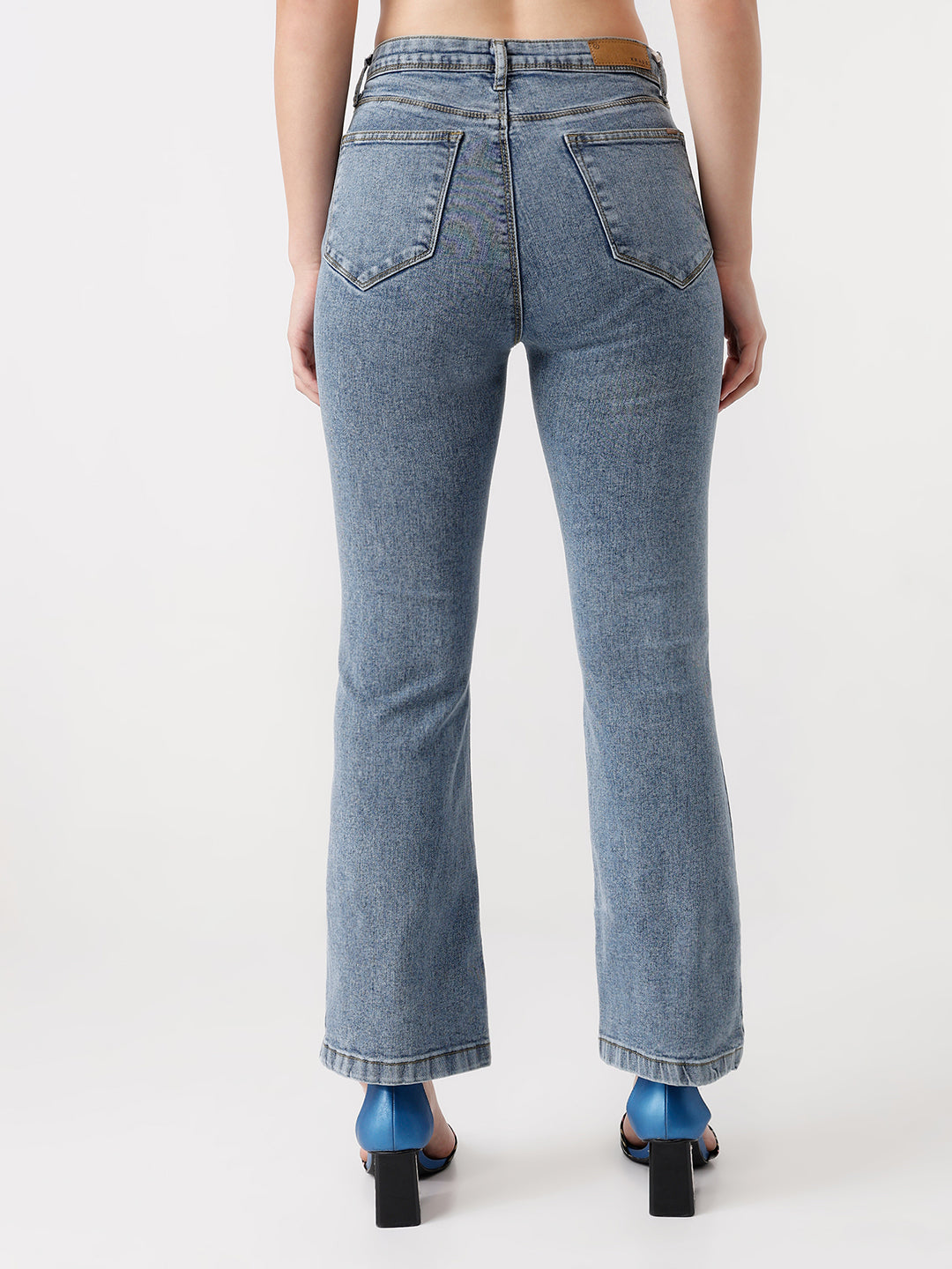 Women Light Blue High-Rise Flare Jeans