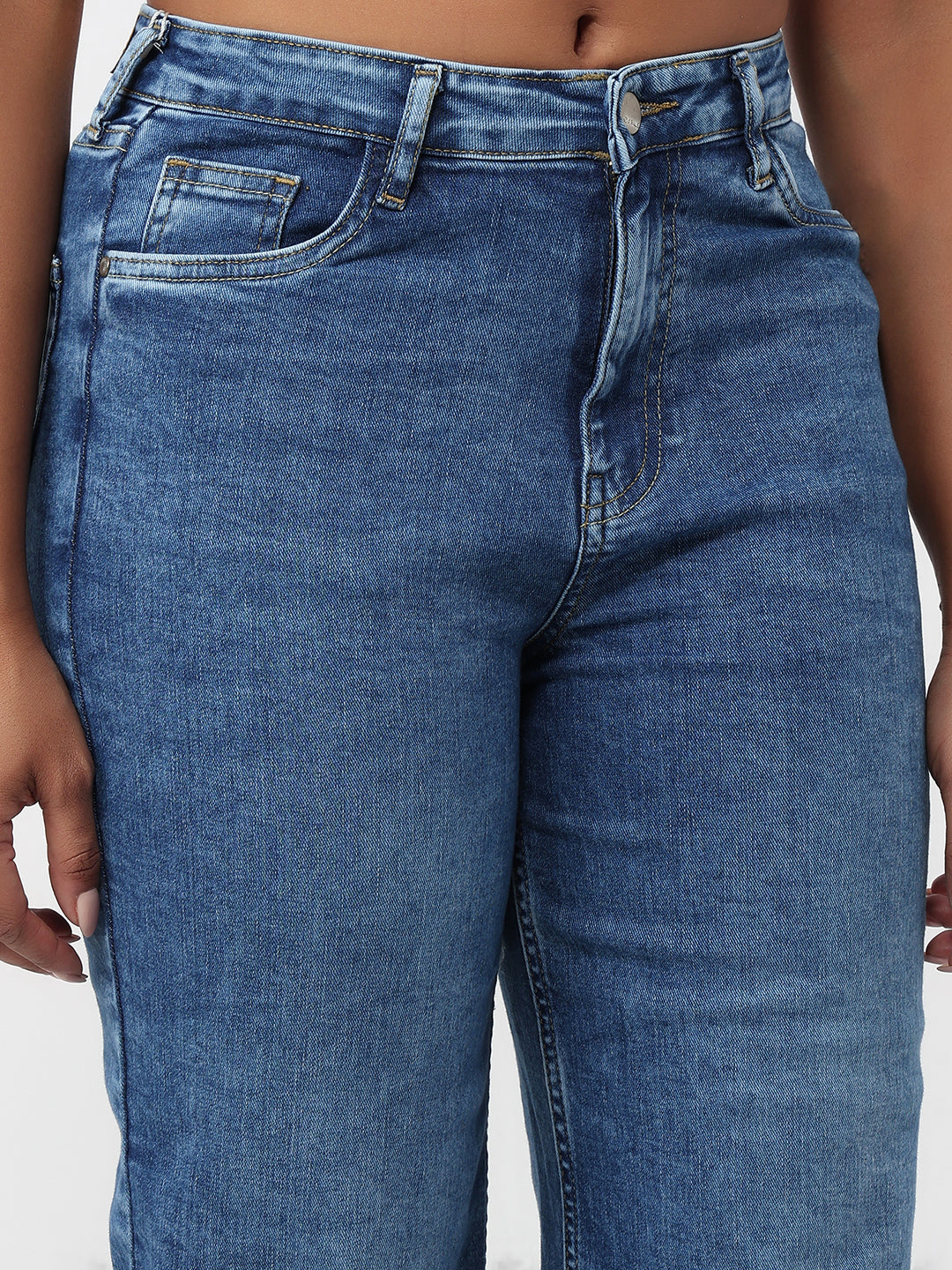 Women Blue High-Rise Straight Fit Jeans
