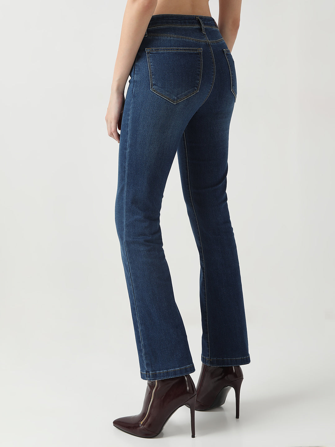Women Dark Blue High-Rise Flare Jeans