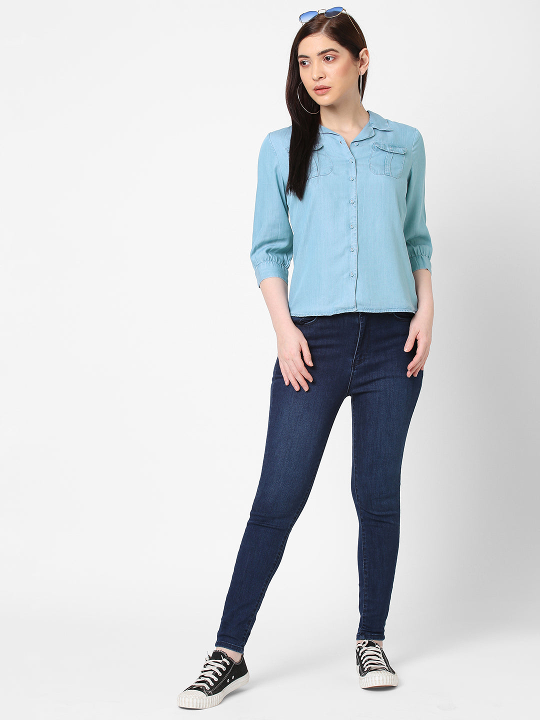 Women Light Blue Denim Shirt