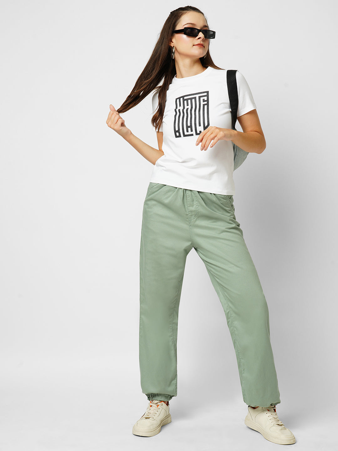 Women Mint Green High-Rise Parachute Fit Pant
