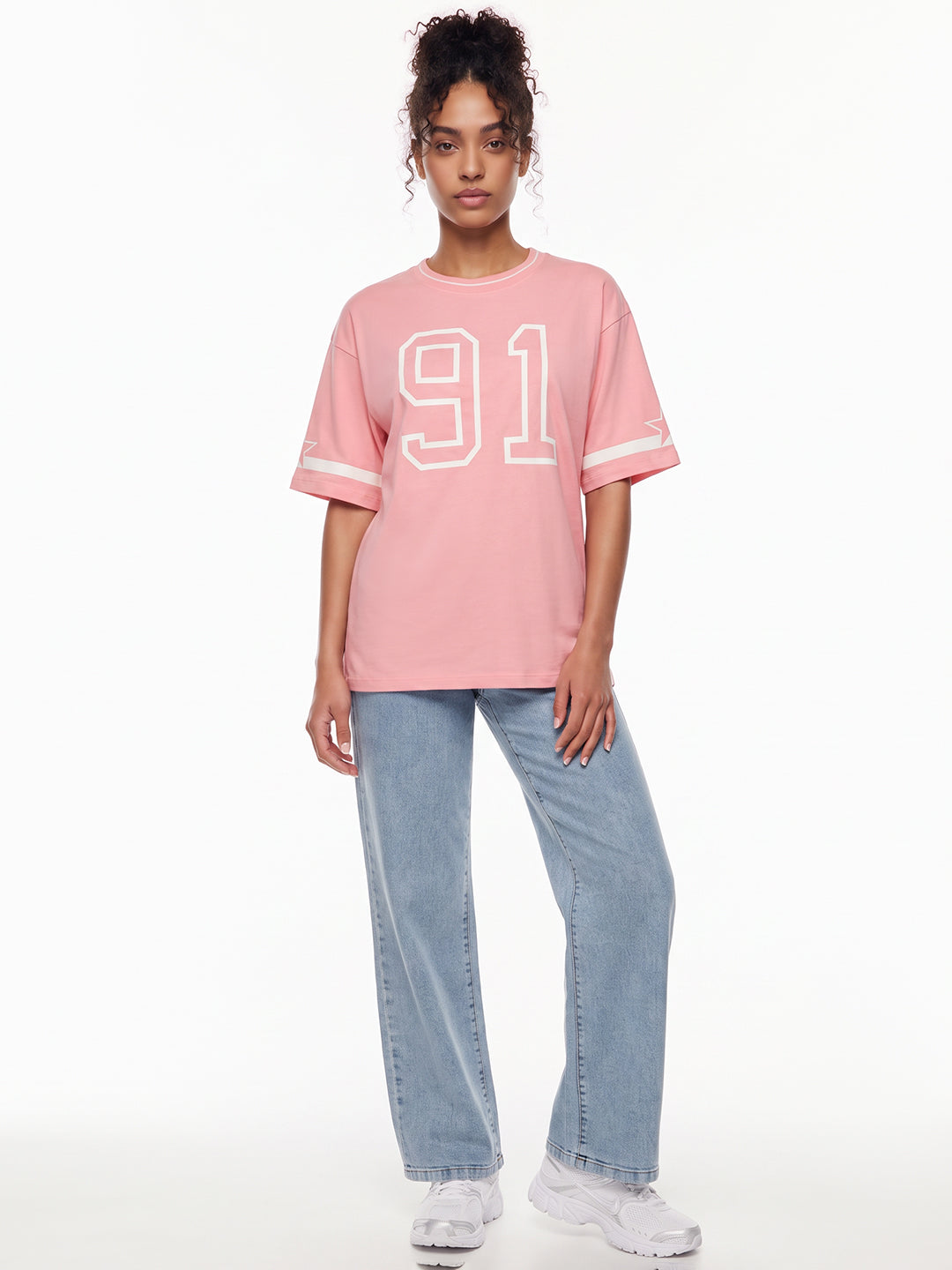 Peach Pink Graphic Oversized T-Shirt