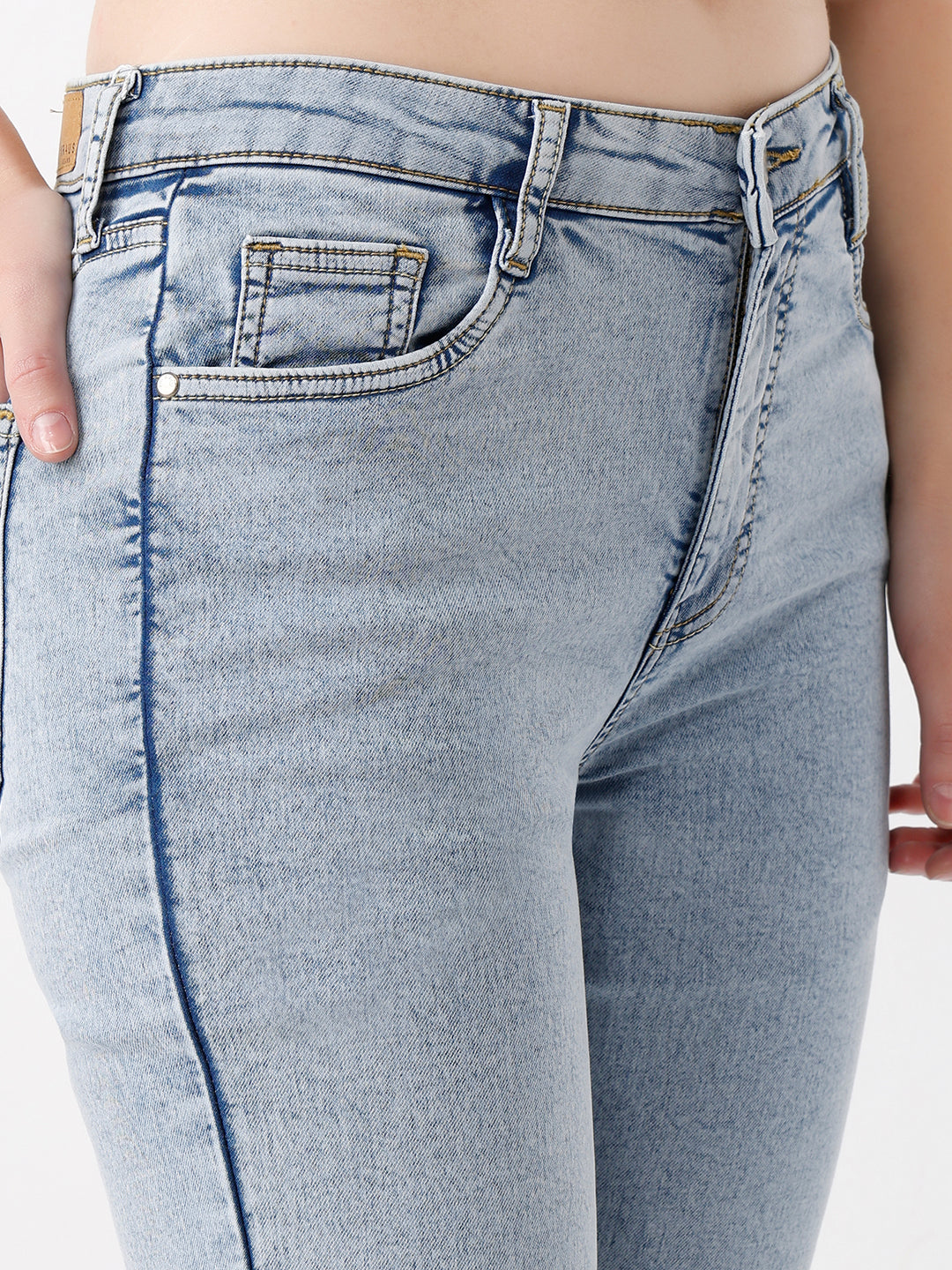 Women Light High-Rise Blue Slim Straight Jeans