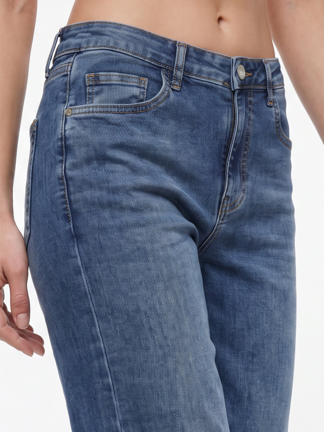 Women Blue High-Rise Slim Straight Fit Jeans