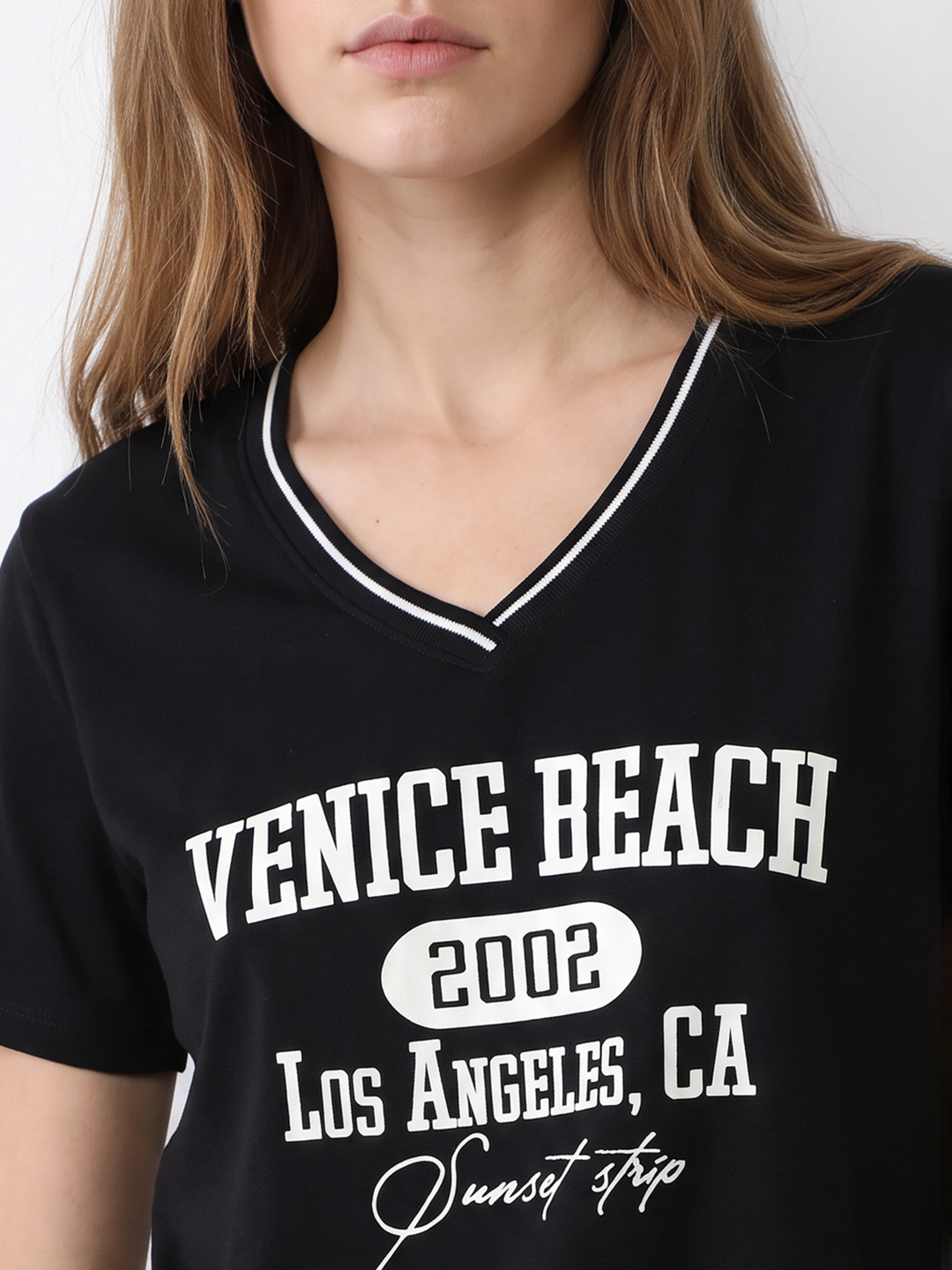 Women Black Crop Neo Tees